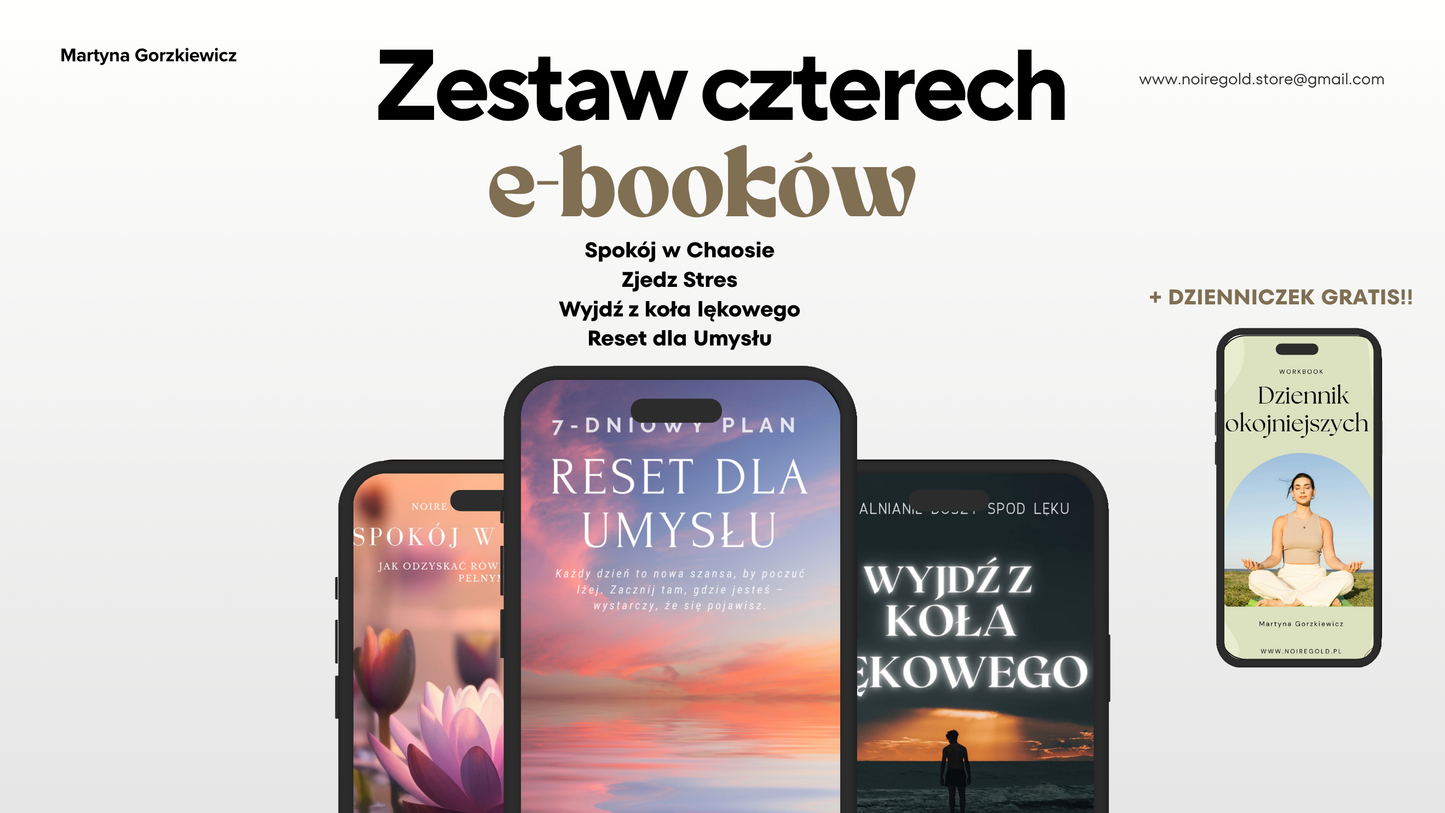 4 Kroki do Mocy i Spokoju — Komplet Ebooków + DZIENNICZEK GRATIS!